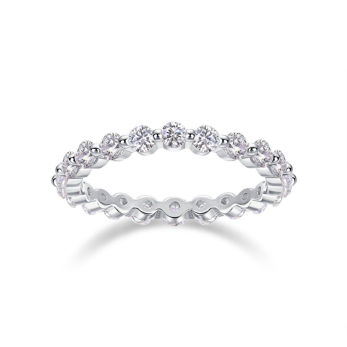 Row Of Diamonds, Moissanite Rings, Silver Rings, Luxury Fashion Rings