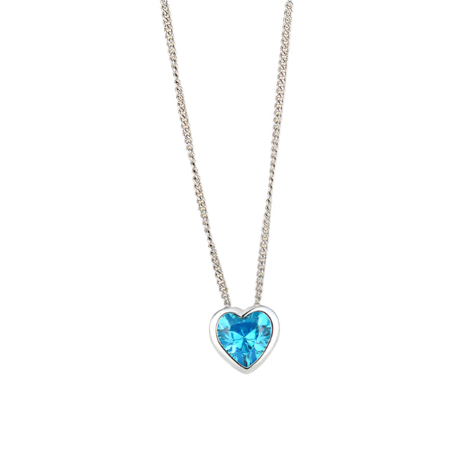 Ocean Heart S925 Sterling Silver Inlaid Zircon Heart-shaped Collarbone Necklace