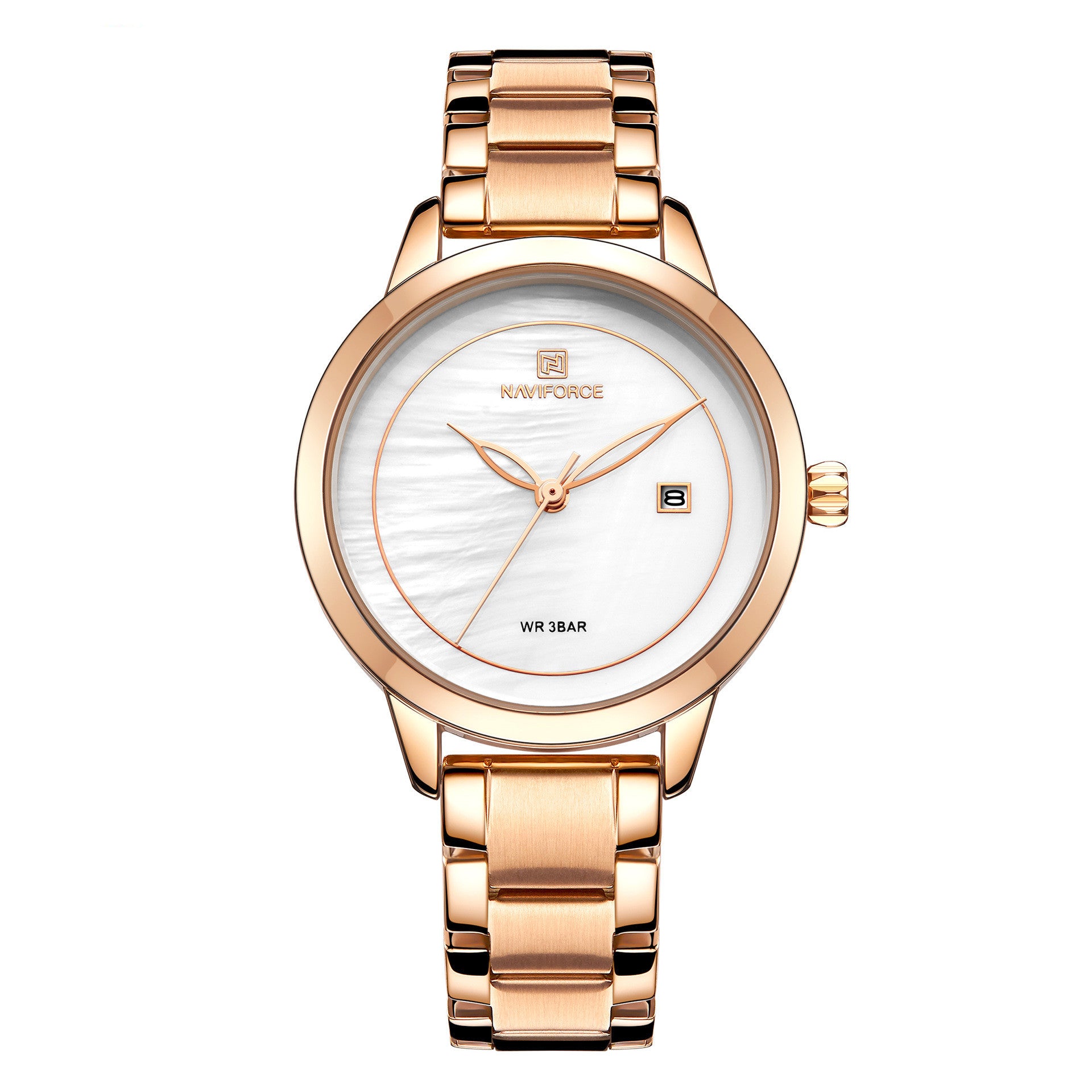 NAVIFORCE Modieuze dameshorloges met quartzhorloge, eenvoudige chronograaf, datum, waterdicht, luxe merkhorloge voor dames