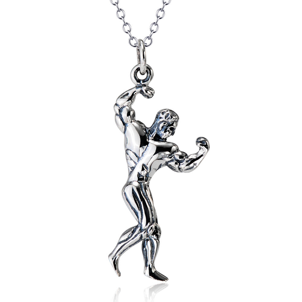 Muscle Pendant 925 Sterling Silver Necklace