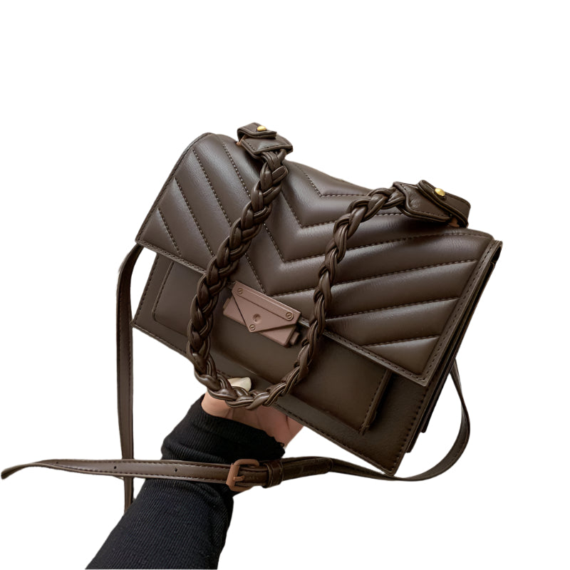 Women's Vintage One Shoulder Underarm Bag Fashion Lock Small Square Bag