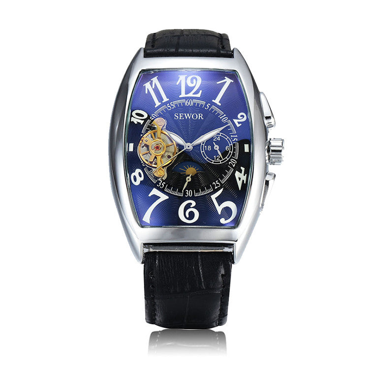 SEWOR Men's Tourbillon Moon Phase Mechanical Automatic Wrist Watch