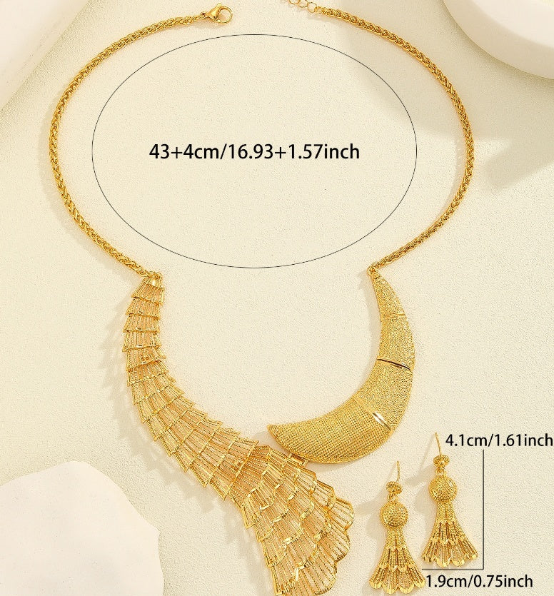 Heart-shaped Necklace Earrings Bridal Jewelry Suit