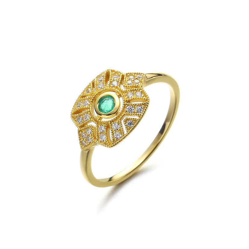Vintage natural emerald zircon Women's Ring