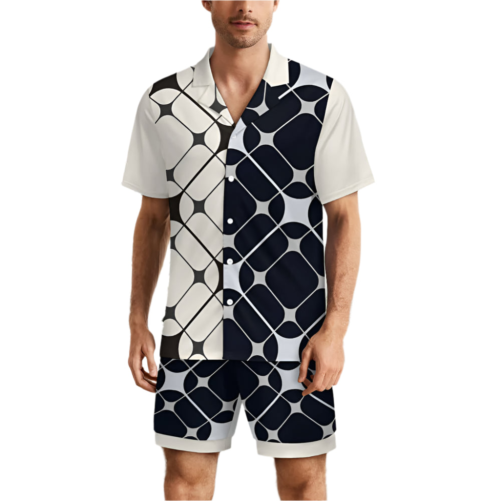 Men's Ice silk Short sleeved pajama set