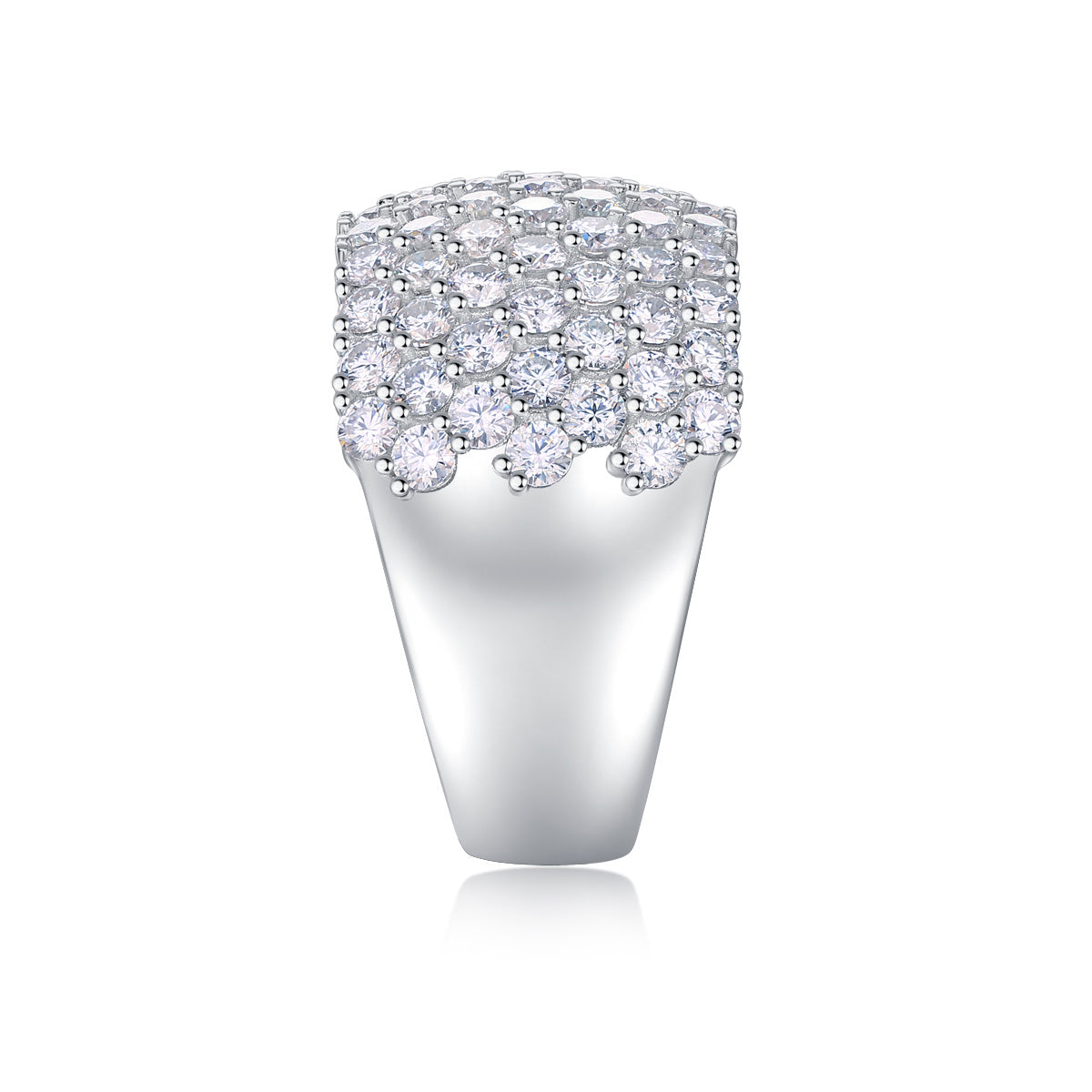 Multiple Row Diamond Wide Rings, Moissanite Rings, Luxury Fashion Silver Rings