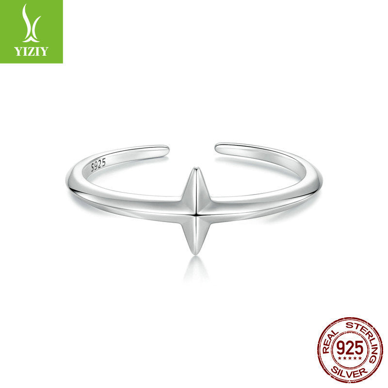 Opening ring, fashionable and versatile, three-dimensional s925 pure silver ring