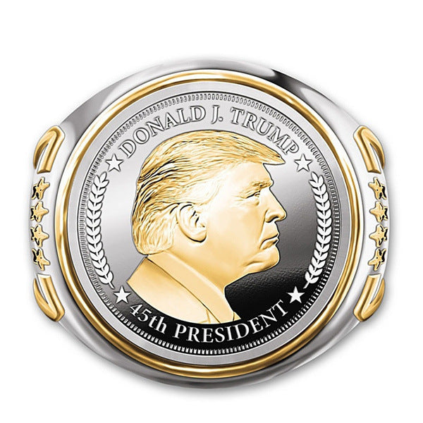 Personalized American President Donald Trump Picture print Ring Two-color European and American