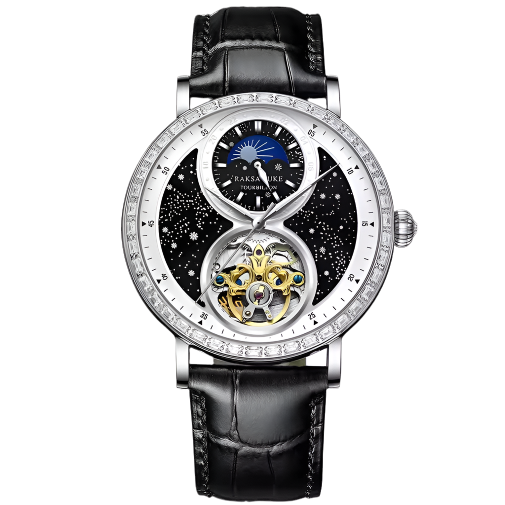RAKSA DUKE New Tourbillon Leather Watch Automatic Watch for Men Luxury Diamond Moon Phase Mechanical Watches Men Waterproof Montre Homme New - Acquisti Online