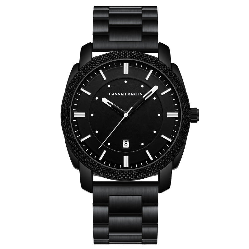 HANNAH MARTIN 1451 2025 New Fashion Business Watch Stainless Steel Waterproof Calendar Men's Watches