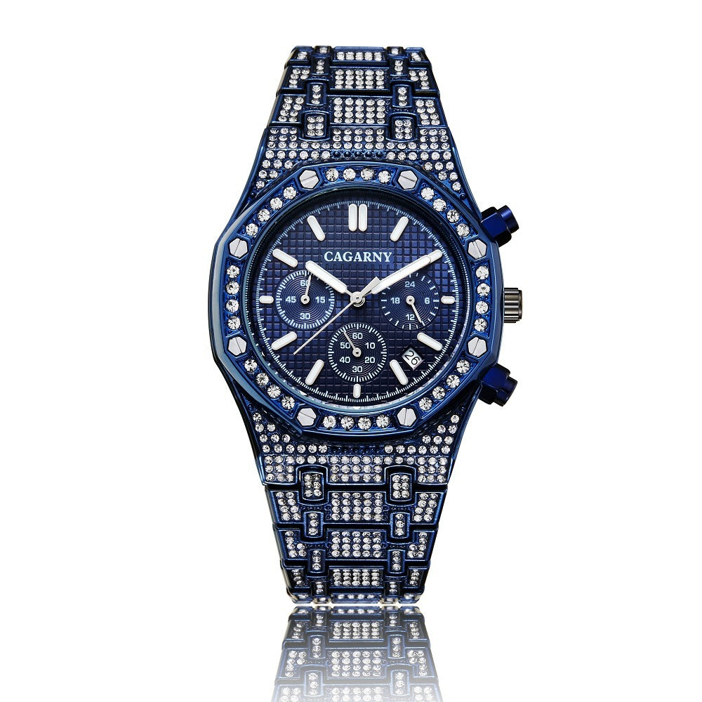 Business Men's Watch Shang Sports With Gold And Diamonds