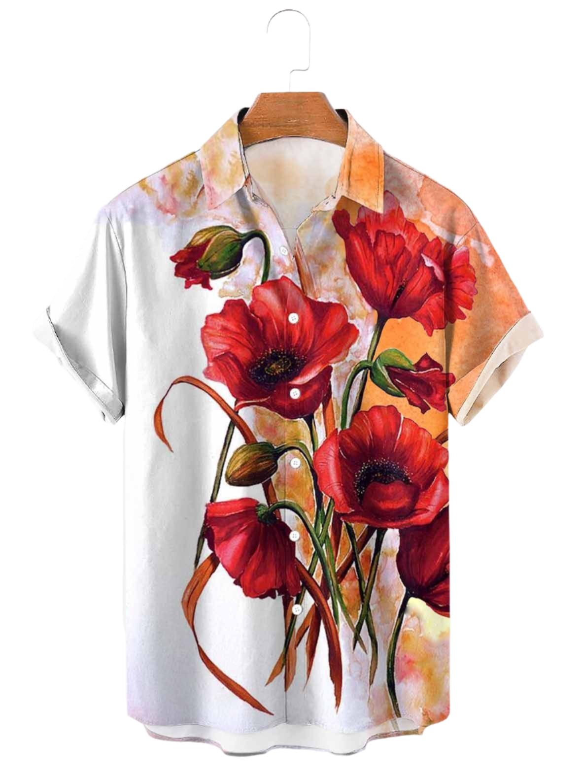 Summer Flower Pattern Seaside Men's Clothing Print Shirt