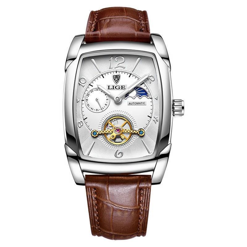LIGE New Men's Watch Top Brand Luxury Business Men's Leather Wrist Quartz Watch