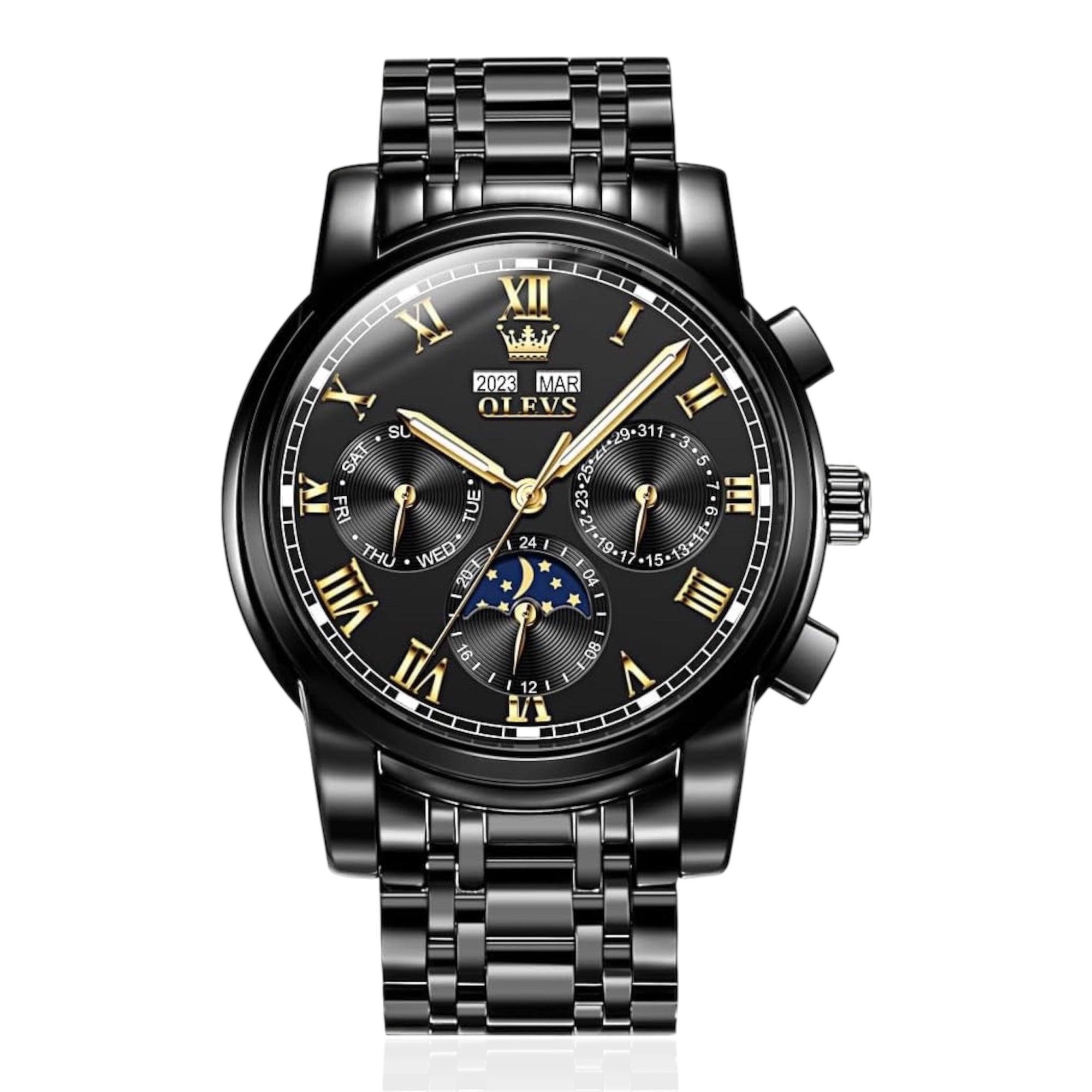 OLEVS Original Automatic Mechanical Watch Luxury Business Calendar Moon Phase Waterproof Luminous Automatic Mechanical Men's Watch - Acquisti Online