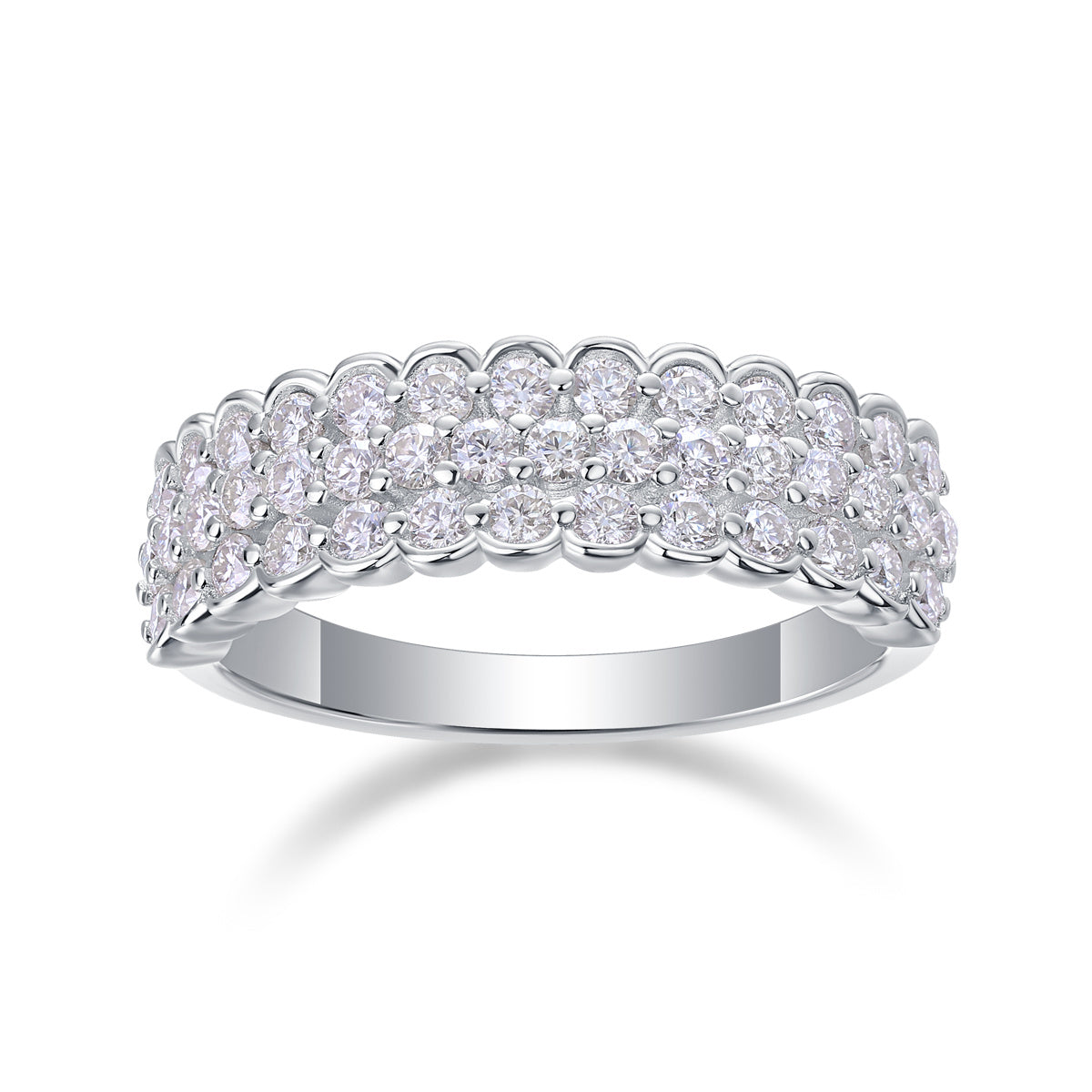Multi-row Diamond Ring Luxury Fashion Set Moissanite Silver Ring