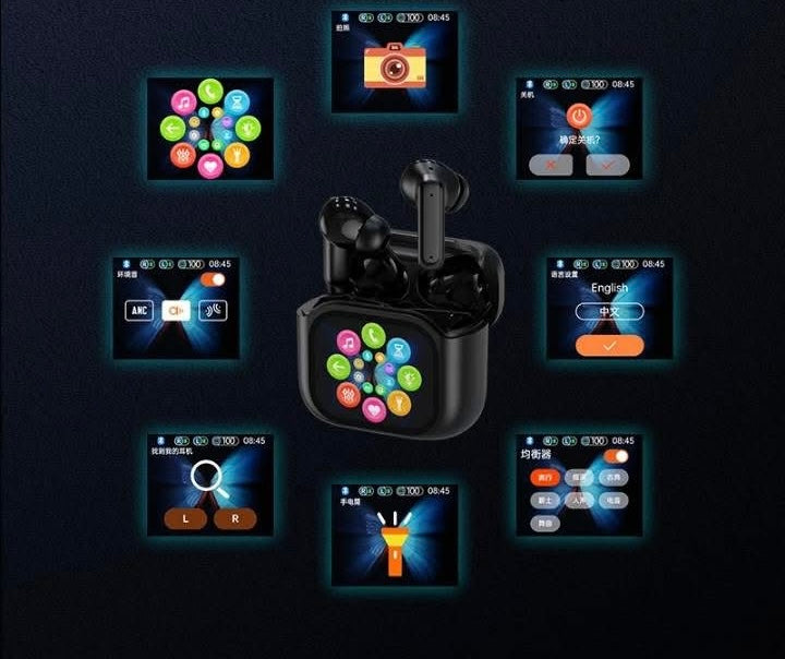 Cuffie wireless con display touchscreen ENC a funzioni multiple