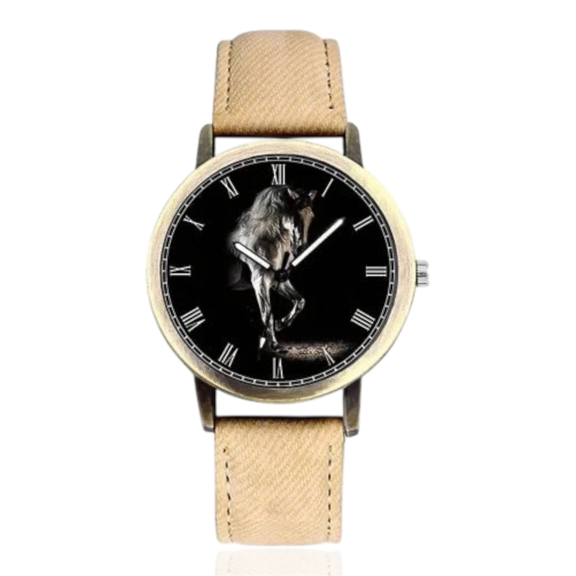 Women's Fashionable Casual Horse Desert Dial All-Match Denim Strap women's Quartz Wristwatch Large Dial Watch