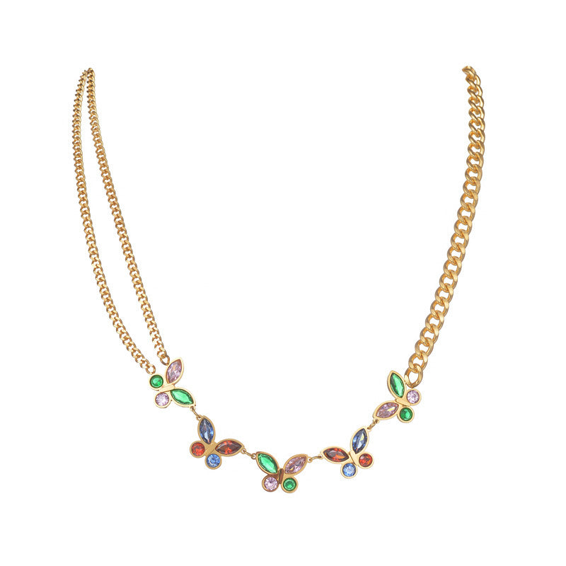 Stainless Steel Gold Color Thick Link Chain Necklace For Women