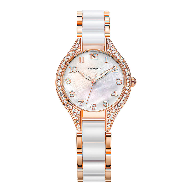 SINOBI Women's Analogue Quartz Watches Rhinstone Crafted Women Fashion Waterproof Quartz Women Luxury Wristwatch