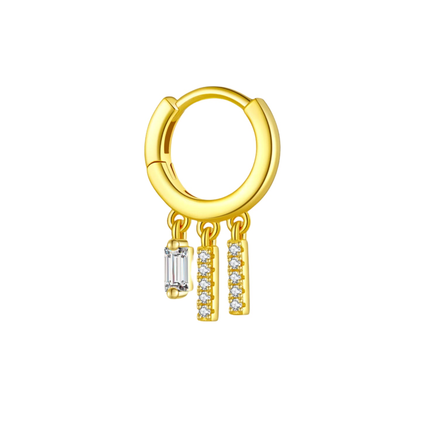 S925 Pure Square Zircon Pendant Ear Ring-shaped Earrings For Women