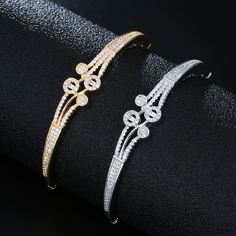Women's Zircon Open Buckle Copper Bracelet