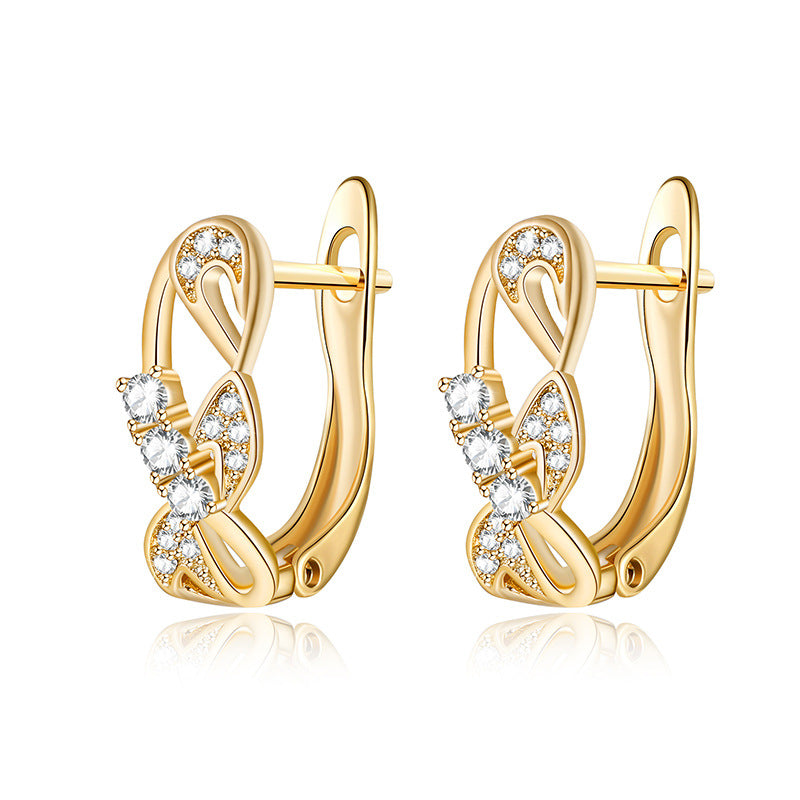 Micro Inlaid Zircon Flower Twist Small Light Luxury Ear Clip