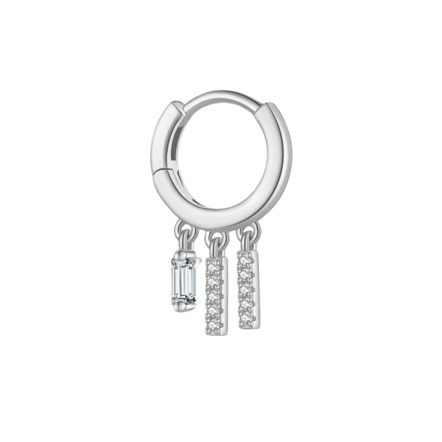 S925 Pure Square Zircon Pendant Ear Ring-shaped Earrings For Women