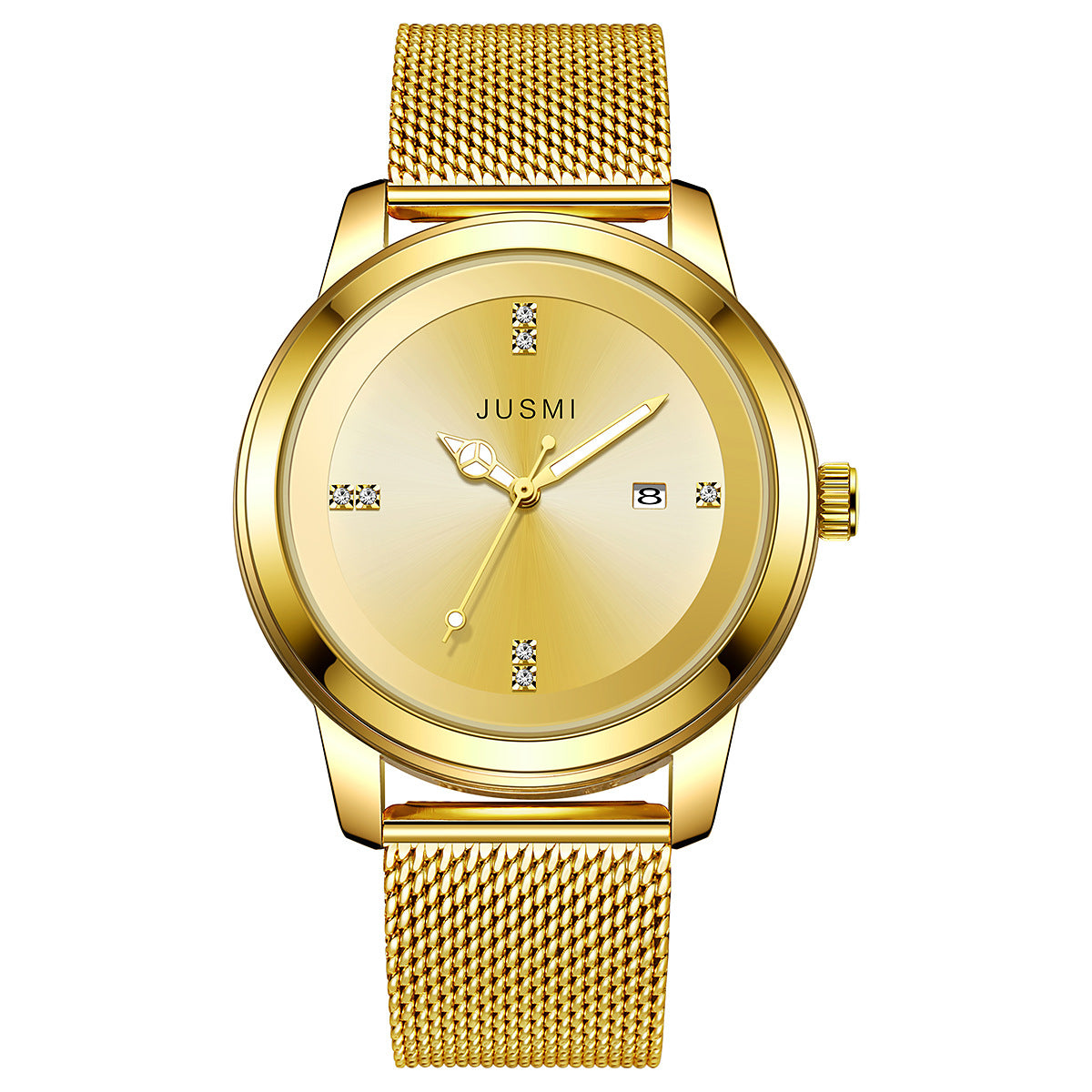 Men's Luxury Quartz Watch Stainless Steel Dial Casual Wristwatch Atmosphere Mesh Strap Quartz Watch