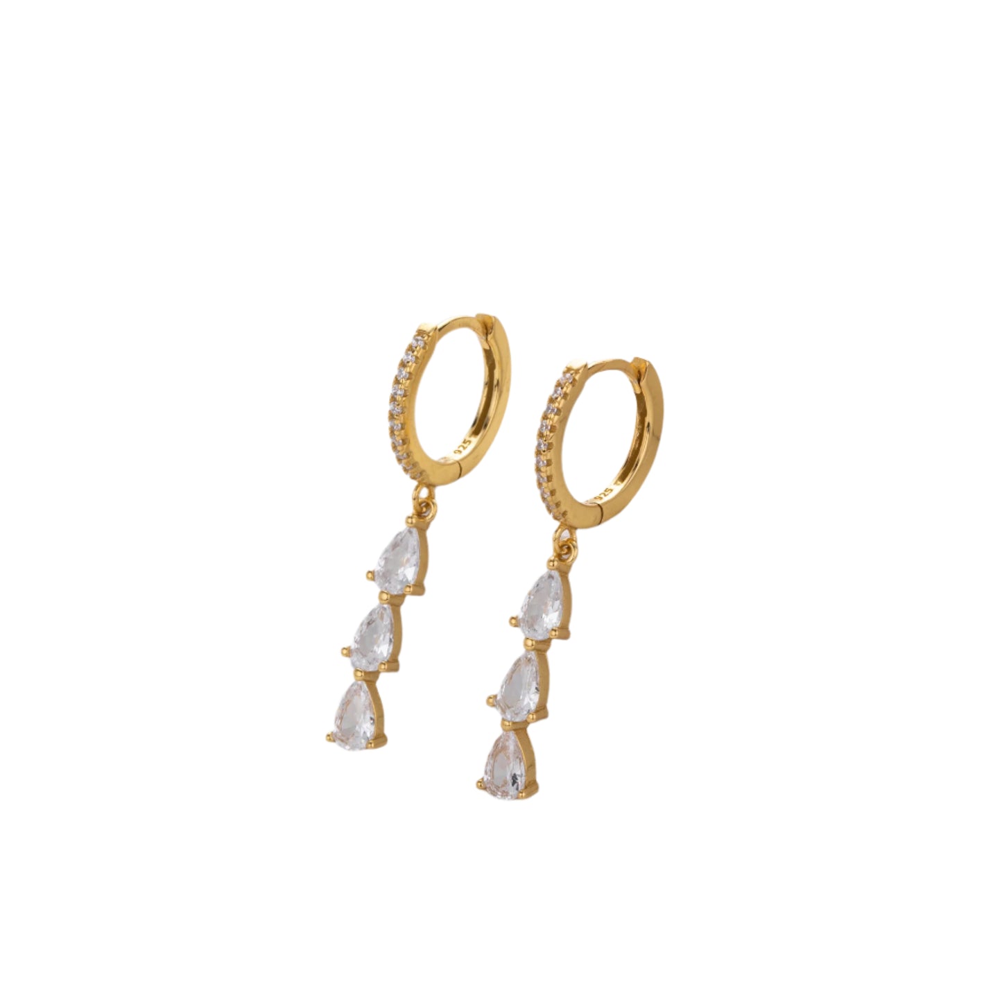 S925 Sterling Silver Inlaid Zircon Water Drop Ring Shaped Earrings
