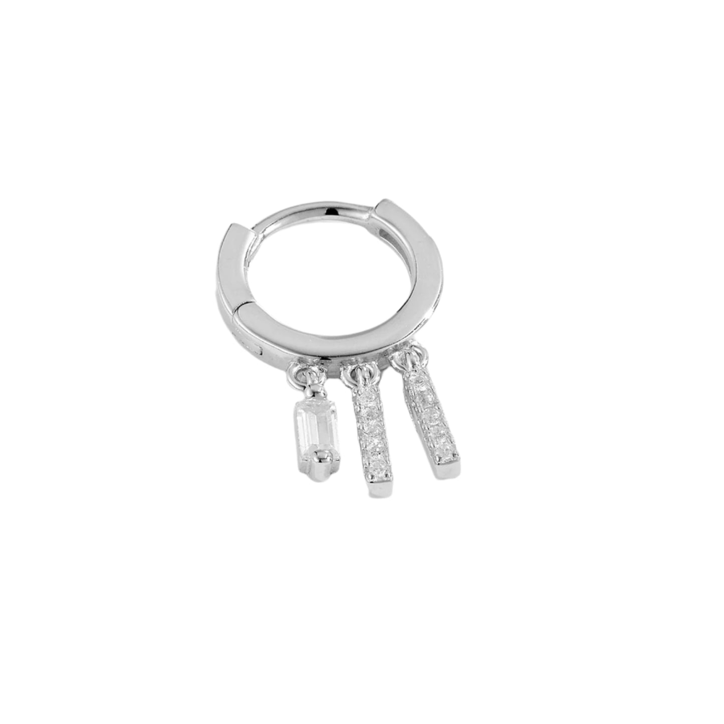 S925 Pure Square Zircon Pendant Ear Ring-shaped Earrings For Women