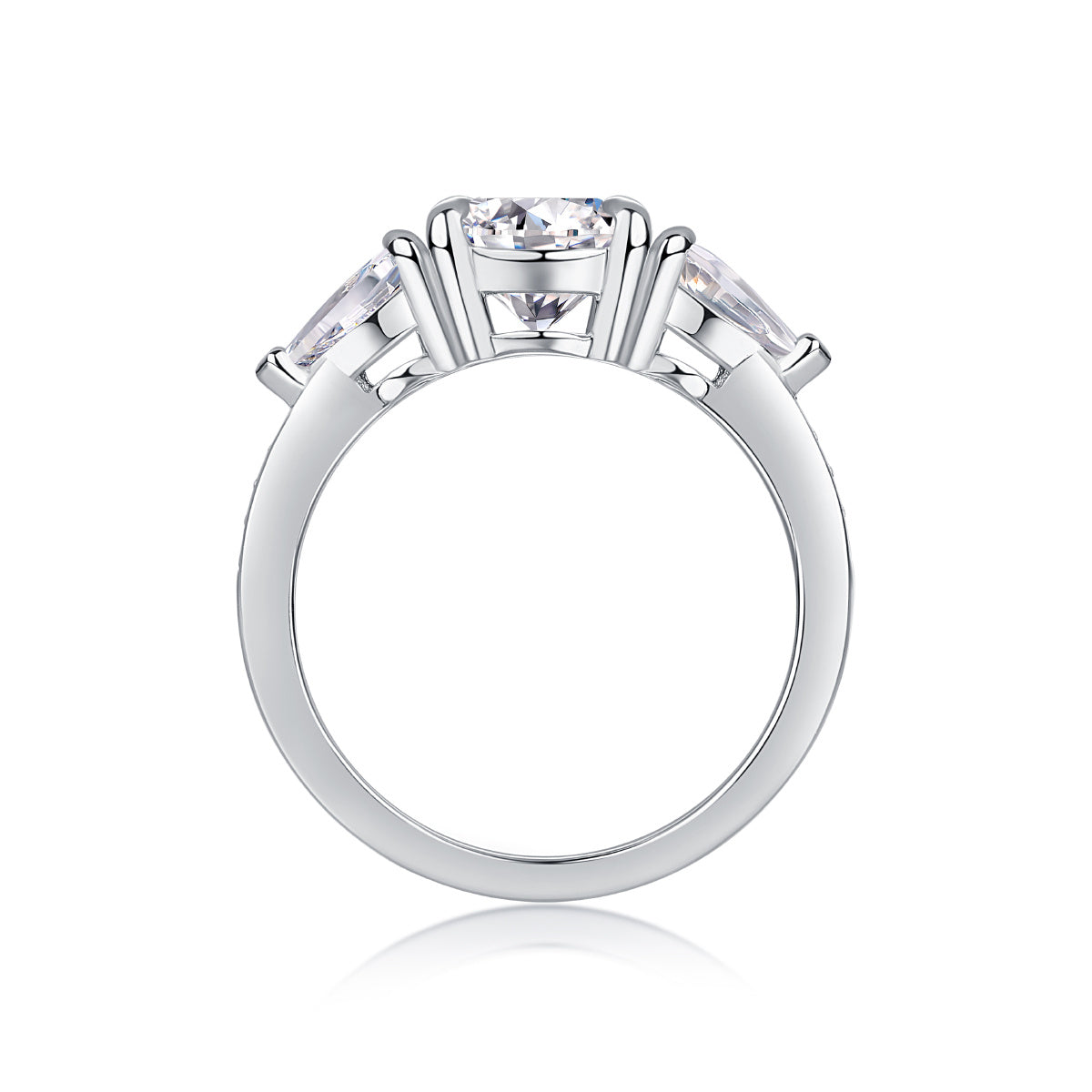 Large Diamond Ring Luxury Fashion Set Moissanite Silver Ring