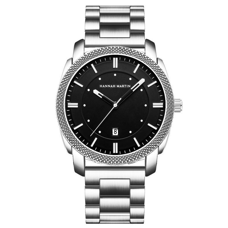 HANNAH MARTIN 1451 2025 New Fashion Business Watch Stainless Steel Waterproof Calendar Men's Watches