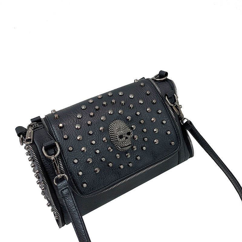 Women's fashion Skull Bag Rivet Large Capacity Shoulder Pillow Bag