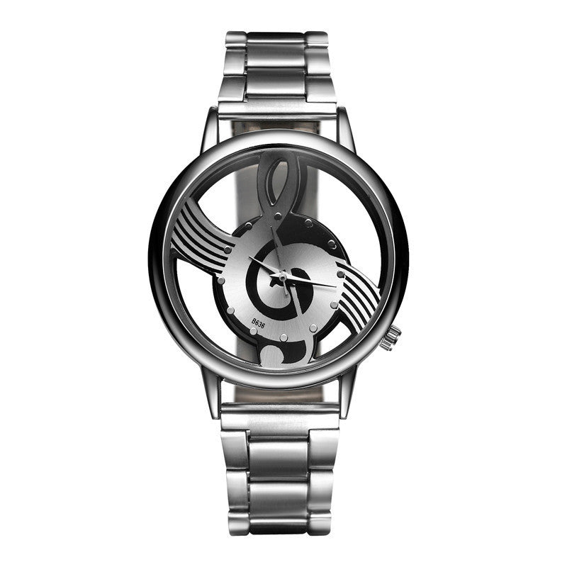 New Style look Music Note Men's Watch Stainless Steel Wristwatch Luxury Fashion Hollow Unisex Watch