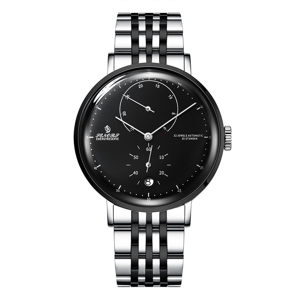 SENORS SN082 Heren Mechanisch Horloge Roestvrij Staal Volledig Automatisch Mechanisch Skeleton Heren Waterdicht Mechanisch Horloge