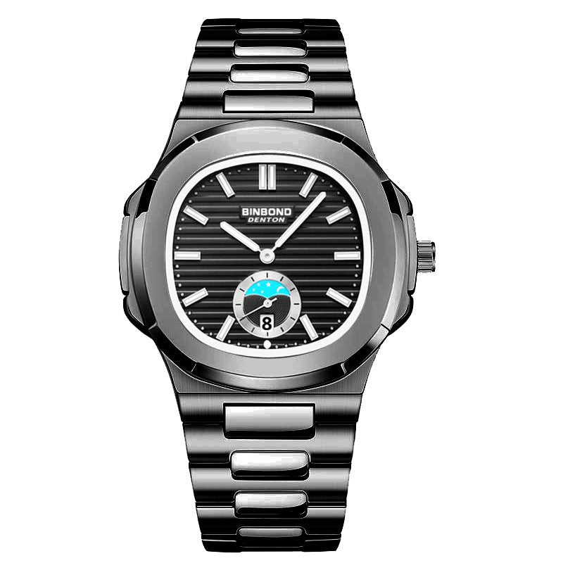 RORIOS Simple Men's Watch Casual Quartz Wrist Watch Waterproof Calendar Luminous Analogue Stainless Steel Strap