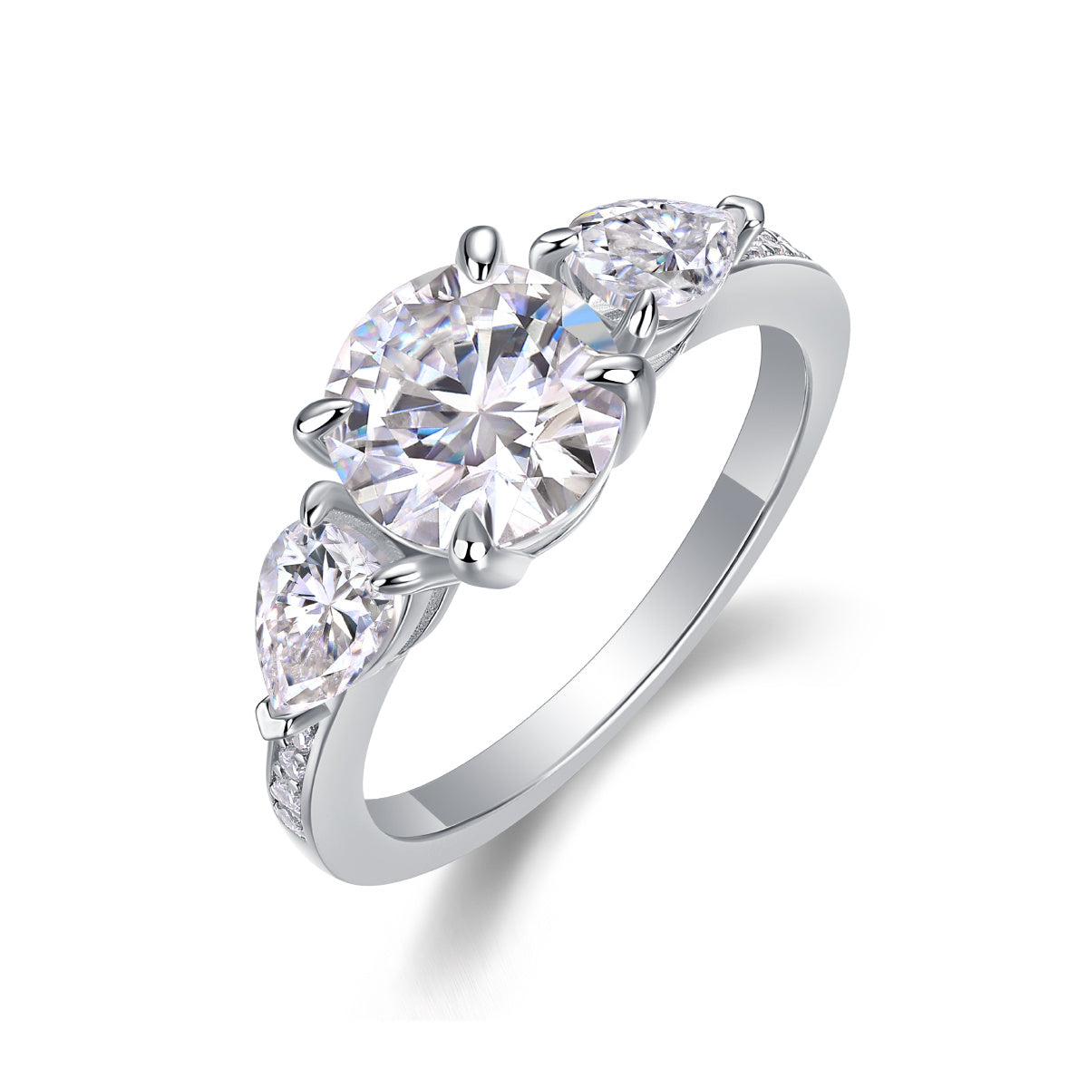 Large Diamond Ring Luxury Fashion Set Moissanite Silver Ring