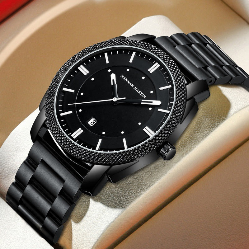 HANNAH MARTIN 1451 2025 New Fashion Business Watch Stainless Steel Waterproof Calendar Men's Watches