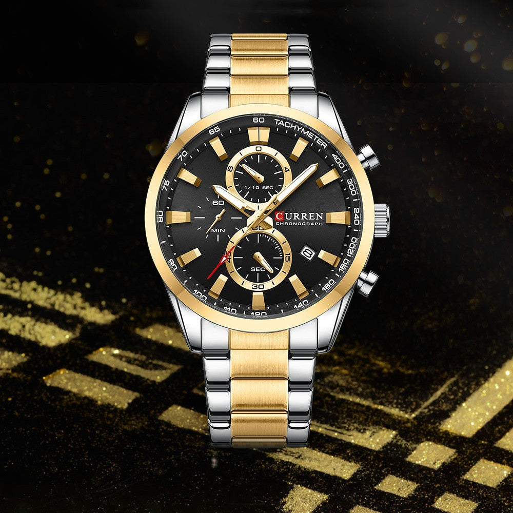 CURREN Luxury Brand Stainless Steel Sports Watch Men New Chronograph Wristwatches Fashion Casual Date Quartz Clock Mens Watch