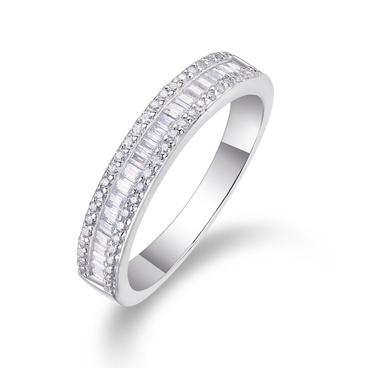 Arrange The Square Diamond Ring Luxury Fashion Moissanite Silver Ring