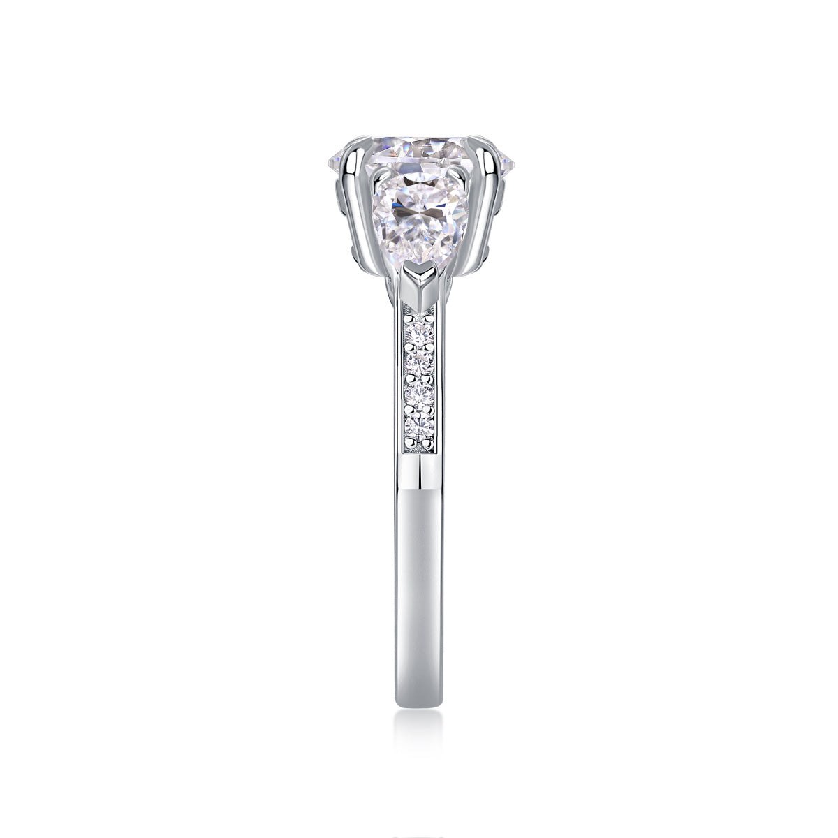 Large Diamond Ring Luxury Fashion Set Moissanite Silver Ring