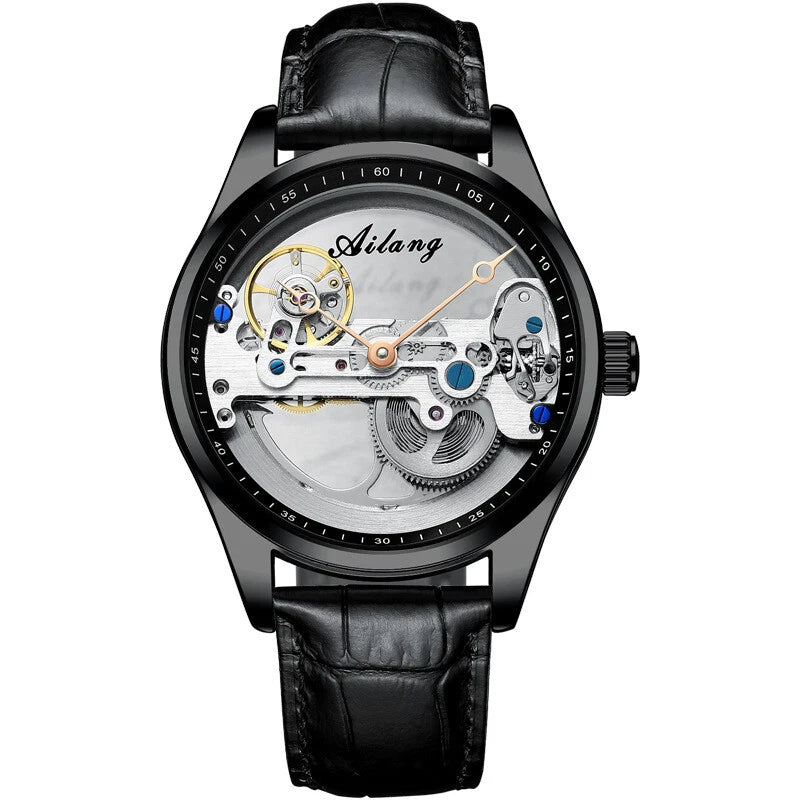 AILANG Hollow Transparent Automatic Mechanical Watch for Men Leather Strap Skeleton Men's Watch