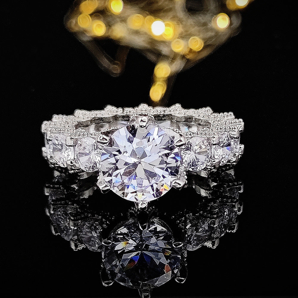 Simple Women's Diamond Copper Set Zircon Ring - Acquisti Online