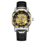 Men Mechanical Watch Top Brand Luxury Leather Gucamel Design Hand Winder Wrist Skeleton Watches - Acquisti Online