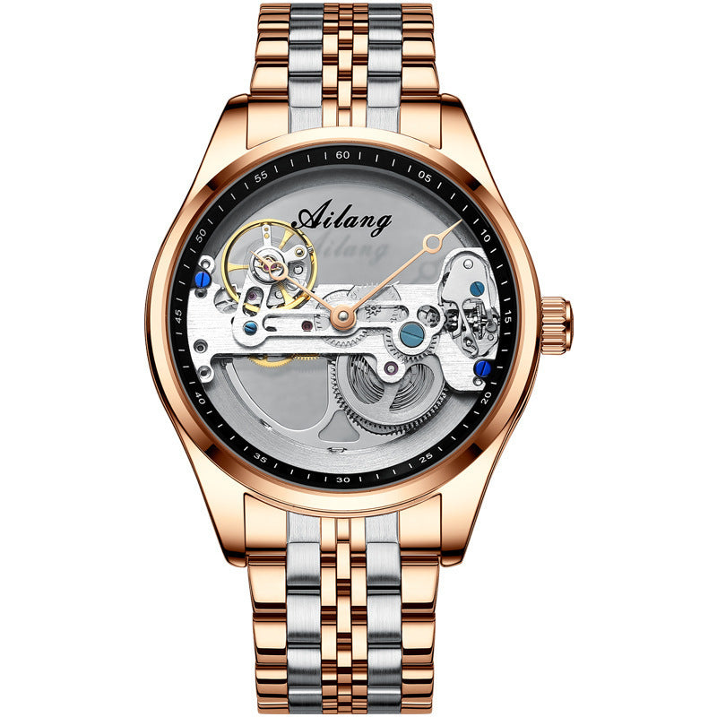 AILANG Hollow Transparent Automatic Mechanical Watch for Men Leather Strap Skeleton Men's Watch