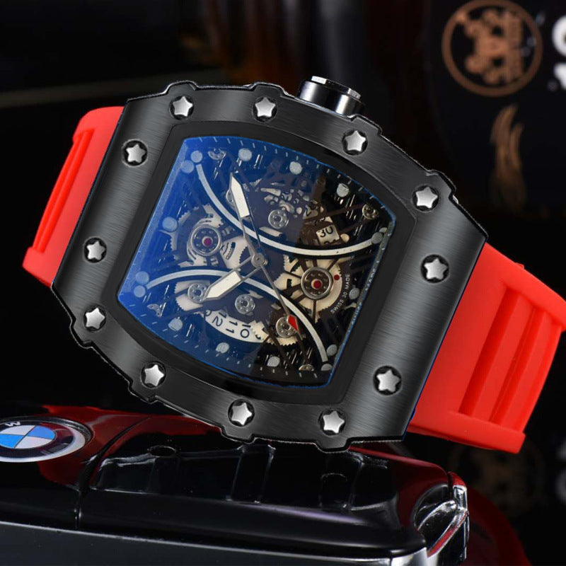 Luxury Automatic Quartz Hollow Luminous Waterproof Barrel-shaped Men's Watch