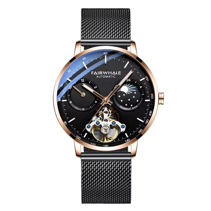 Orologio meccanico automatico da uomo Fairwale Brand, cinturino in maglia di acciaio inossidabile, orologio da uomo alla moda, impermeabile