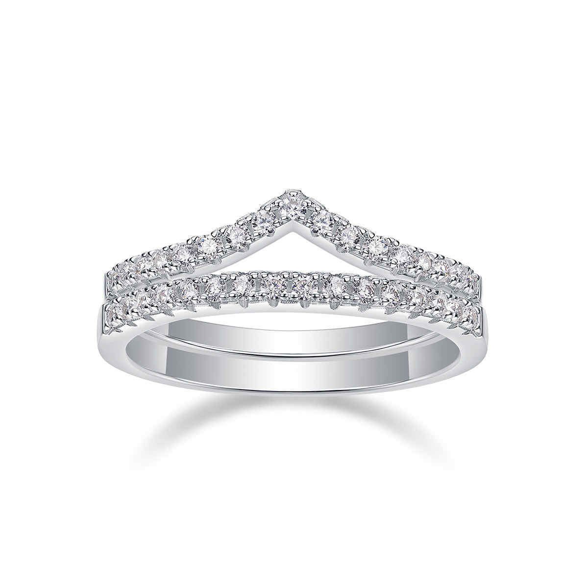 Luxe ring voor dames, moissaniet, kroon, diamanten ring, 925 sterling zilveren ring, ronde dubbele laag, verlovingsring voor dames