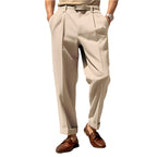 Men's Casual Pant Comfortable Mid-waist Button Straight Suit Pants