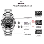 CHAXIGO Men's Watch Steel Three Hands Large Dial with Date Luminous Waterproof Quartz Watch